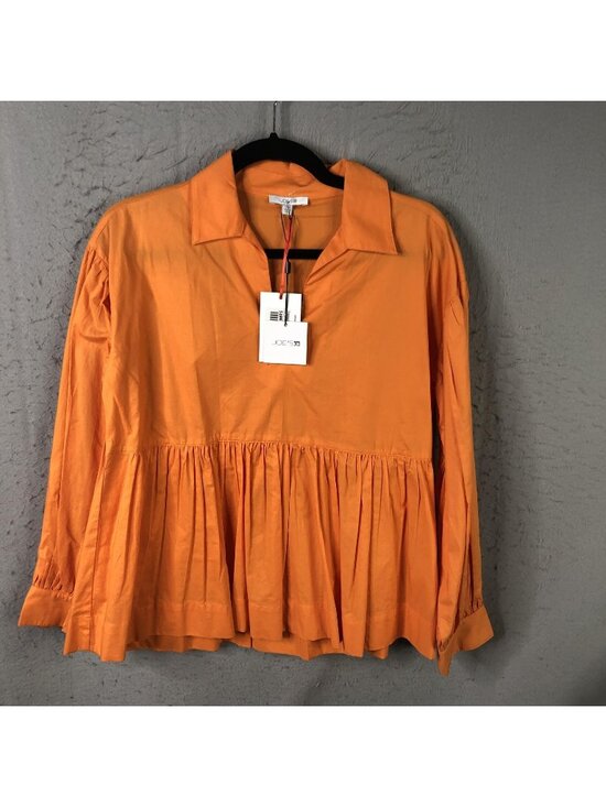 Joe's Jeans Tops - Joe's Jeans Tunic Blouse Womens XS Orange Poplin Empire Poet Peplum Top
